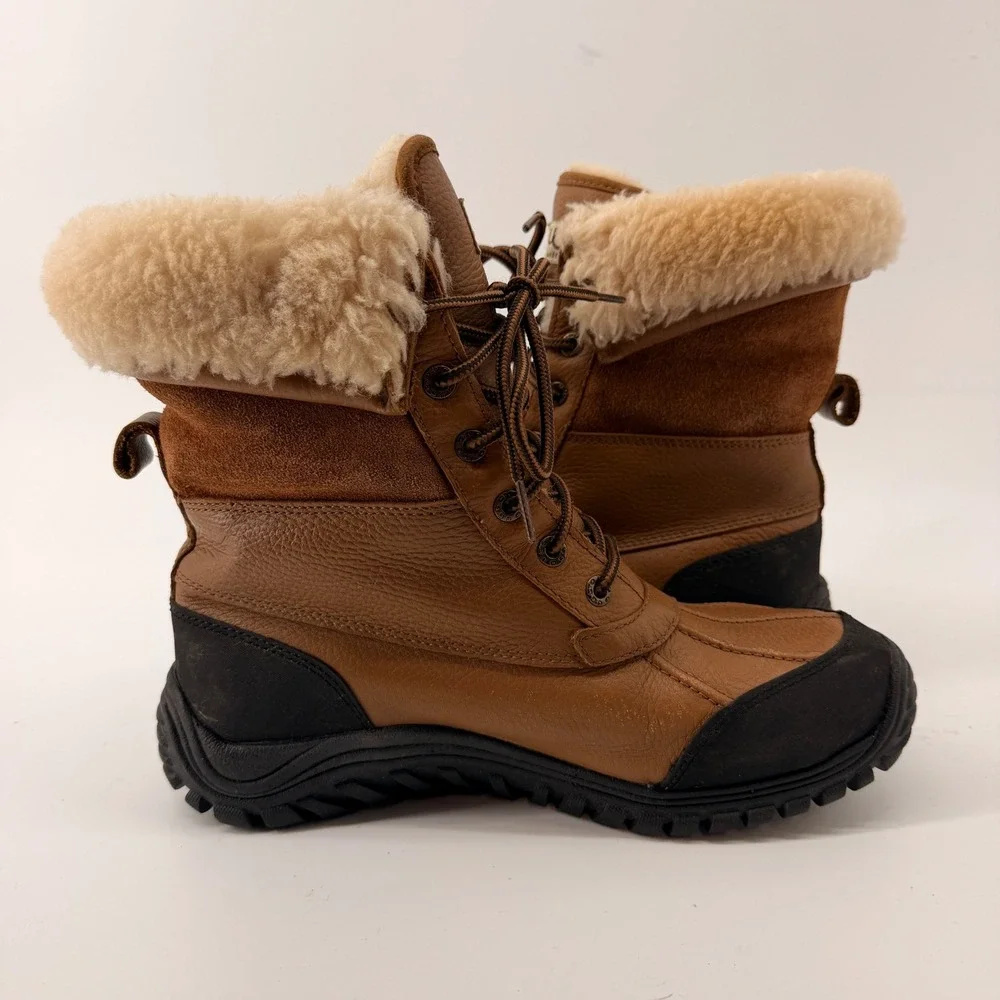 UGG Adirondack II Mens 10 Brown Leather Sheepskin Waterproof Winter Boots 5469